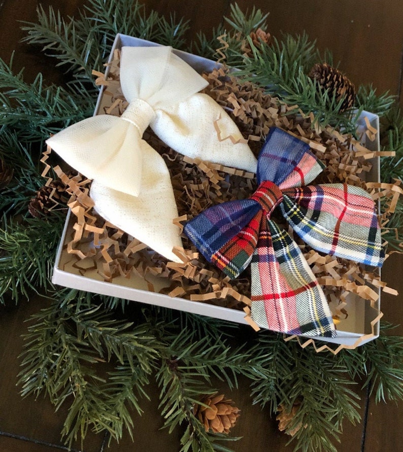 HolidayChristmas cream glitter plaid sailor bows