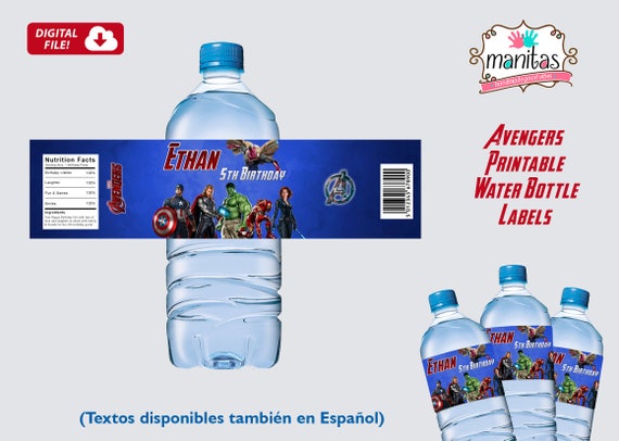 printable avengers water bottle label avengers printable etsy