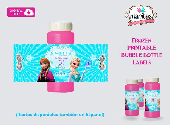 Frozen Printable Bubble Bottle Label Personalized Bubble Etsy - roblox bubble labels digital or printed etsy