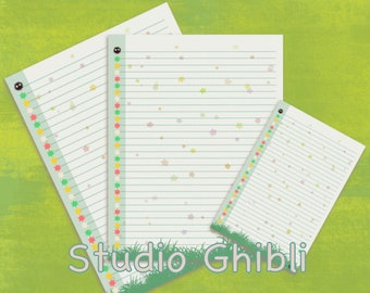 Printable Studio Ghibli Style Lined Writing Stationery Paper Set | DIGITAL DOWNLOAD | Note Memo Pages | A4, Letter, Postcard Sizes