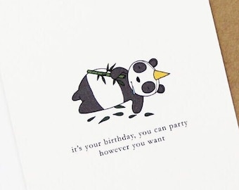 Funny Passed Out Panda Birthday Card