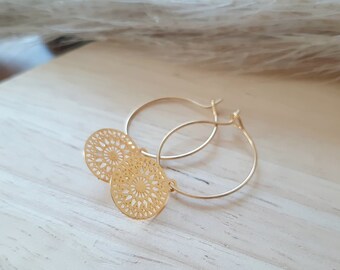 Kleine Creolen in gold Kreolen gold Mandala Hoops leichte Creolen zarte Creolen Kreolen gold Boho Ohrhänger Loops Circle Ohrhänger