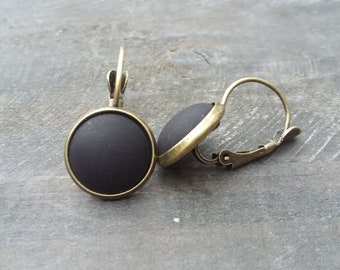 Schwarzer Ohrhänger matt, Ohrhänger schwarz, Ohrring schwarzer Stein, Ohrhänger schwarzer Stein matt, black earring, Ohrring schwarz matt