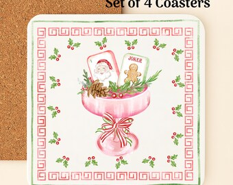 Mahjong Coasters: Mahjong with Mah Girls, Cork Bottom - Set of 4
