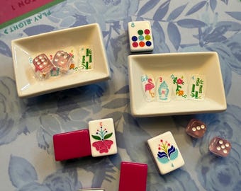 Mahjong Dice Dish, Dish for Dice for Mahjong, Mahjong Accessories, Ceramic Dish for Mahjong Dice