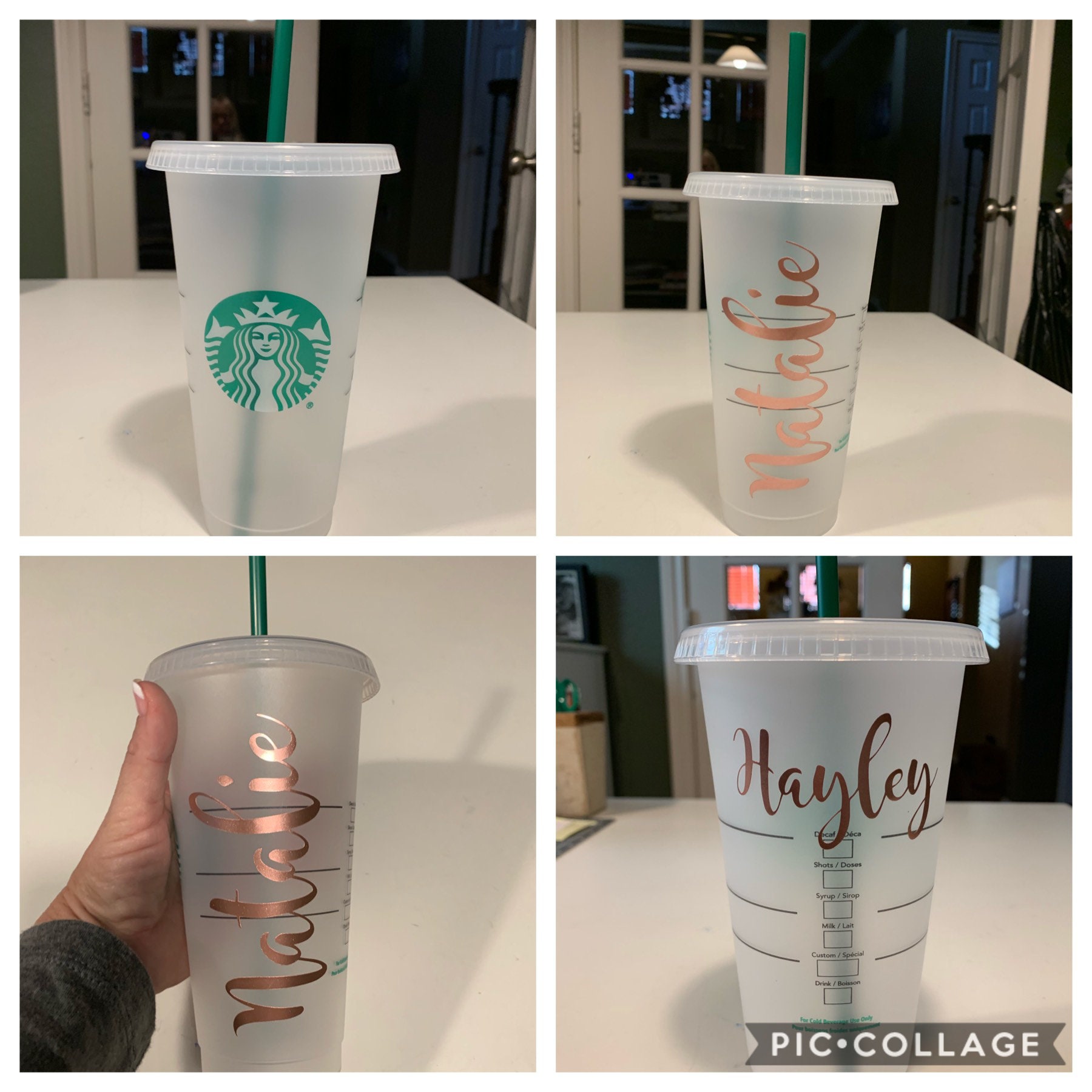 DECAL ONLY Personalized reusable Starbucks Cup with straw Kitchen