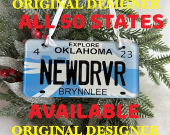 Personalized New Driver License Plate Ornament: 16th Birthday Gift Tag