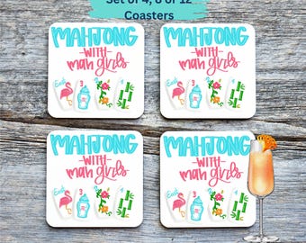 Paper Mahjong Coasters: Mahjong Girls Night Party Supplies