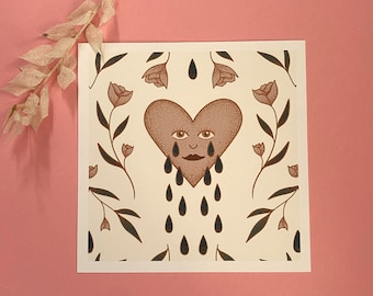 Crying Heart Tattoo Etsy