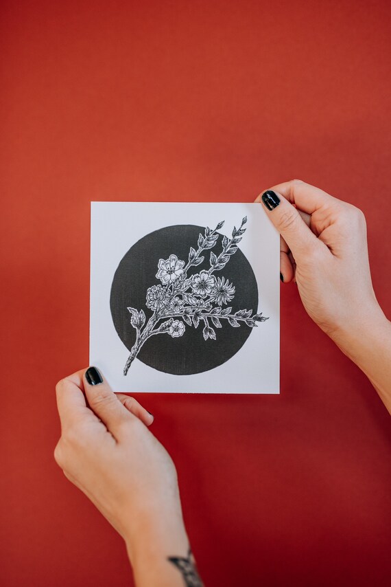 Black Flowers Small Print - Etsy