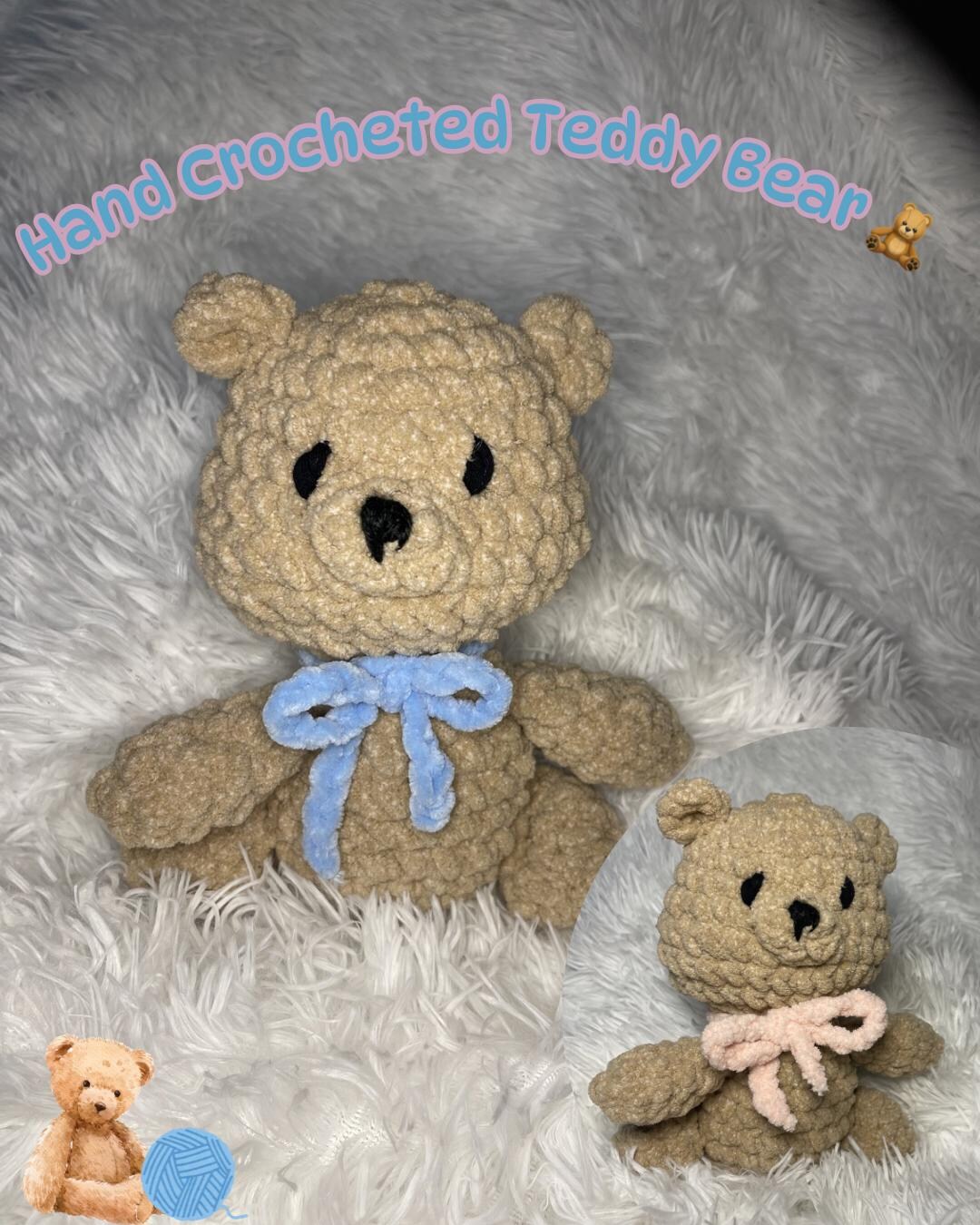 Hand Crocheted Teddy Bear With Customizable Bow - Etsy