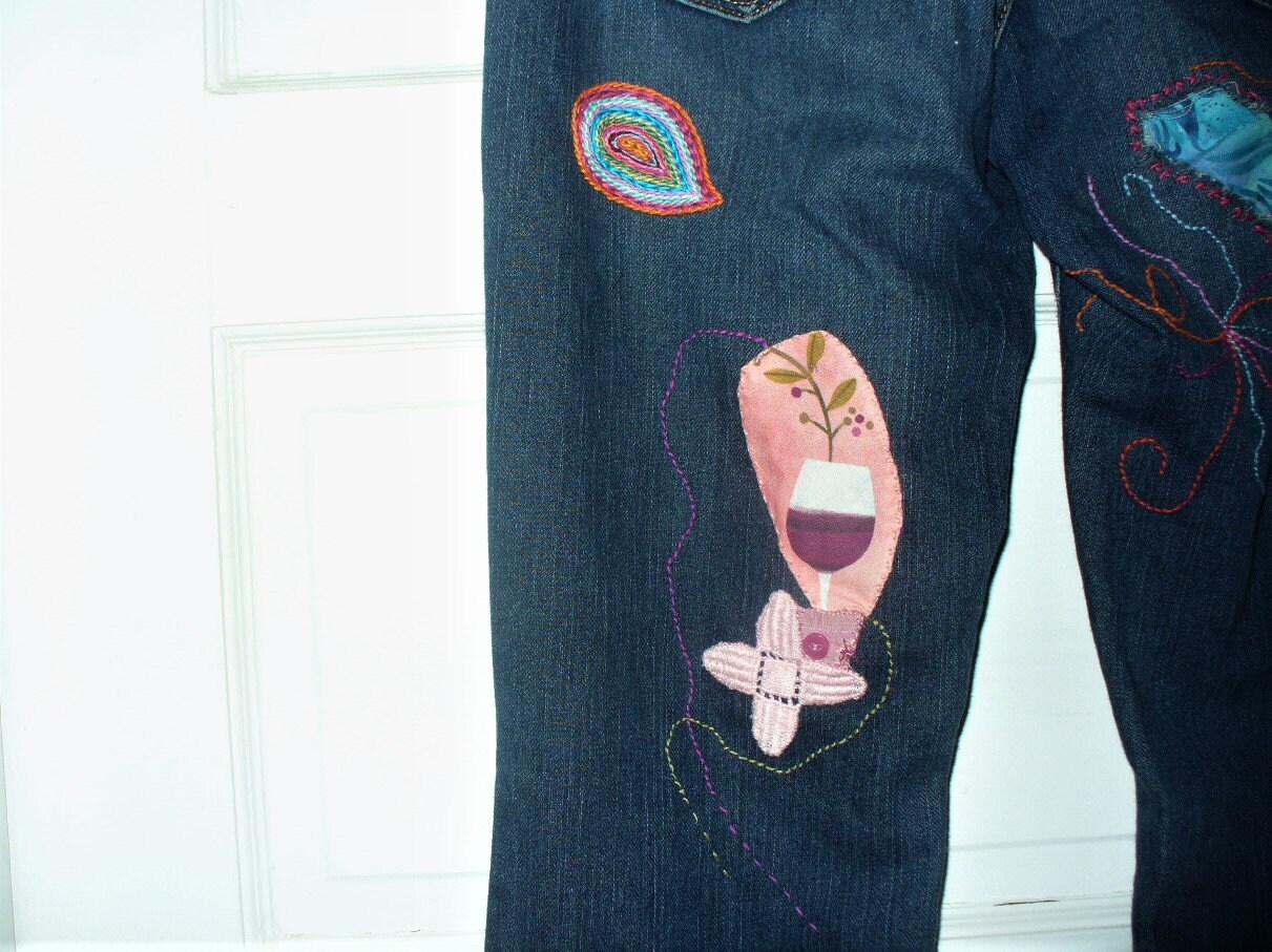 Hand embroidered and embellished jeans  etsy Hand embroidered and embellished jeans  etsy