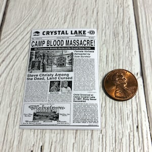 Friday the 13th Miniature Horror Movie Newspaper, Halloween Dollhouse Miniature Newspaper, Horror Movie Miniature, Haunted Dollhouse