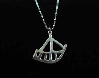 Saami "Boat" Pendant / Sterling Silver / Swedish Nordic Symbols / Shaman Drum Symbol / Scandinavian Jewelry Saami Craft / Ready to Ship