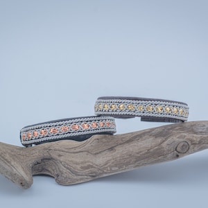 FIRE FOX // Reindeer Leather Bracelet / Sami Craft / Saami Handicraft / Pewter Tin Thread / Swedish Sami Bracelet / Scandinavian