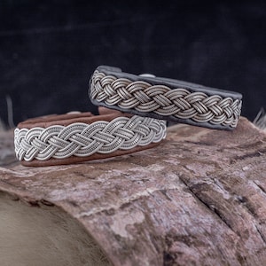 NOMAD // Reindeer Leather Bracelet / Sami Craft / Saami Handicraft / Pewter Tin Thread / Swedish Sami Bracelet / Scandinavian / Sami Made
