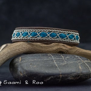 Sami Reindeer / Leather Pewter Bracelet / Swedish Scandinavian / Celtic Style Jewelry / Lapland Swedish Sami / Saami Craft / Sami Craft