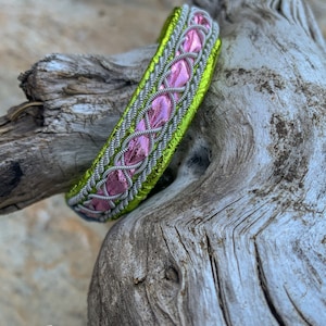 Sami Reindeer Leather Pewter Bracelet / &quot;Fire Fox&quot; / Lapland Sami / Swedish modern jewelry / created for energetic fun colorful people