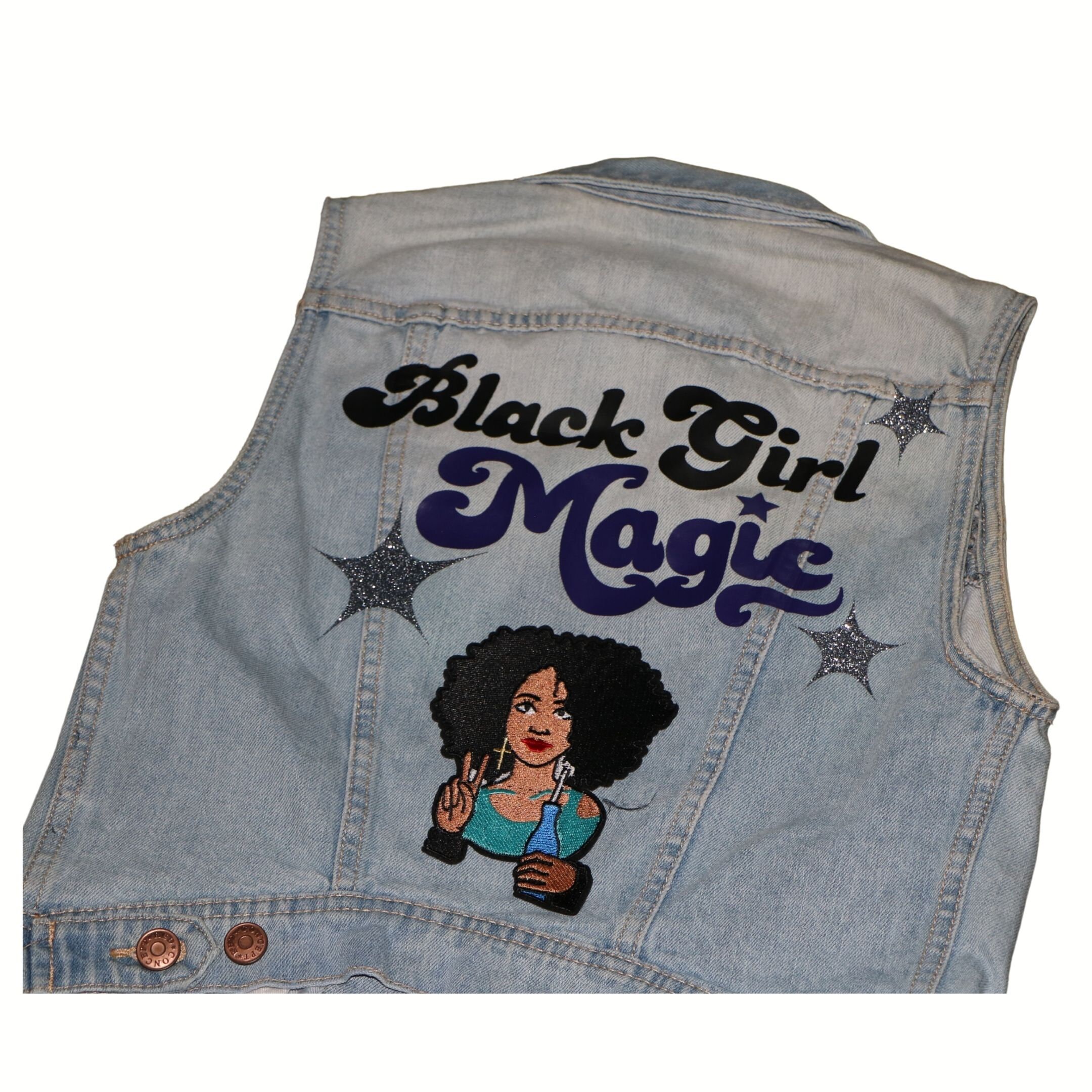 Black Girl Magic Custom Jean Vest Jackets Etsy