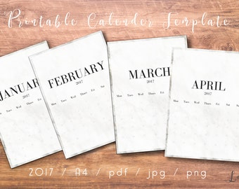 White Marble Calendar Template 2017