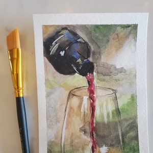 Pittura originale a guazzo 4x6 - One Last Pour