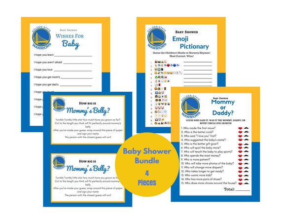 Printable 4 Child Shower Video games Warriors Blue Yellow Basketball Themed Mommy or Daddy Mommys Stomach Emoji Pictionary Downloadable report photo regarding Warriors Schedule Printable named Printable 4 Youngster Shower Game titles Warriors Blue Yellow Basketball Themed Mommy or Daddy Mommys Abdomen Emoji Pictionary Downloadable record