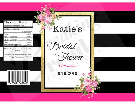 Editable Kate Spade Bridal Shower Chip Bag Label Wrapper Gold - Etsy