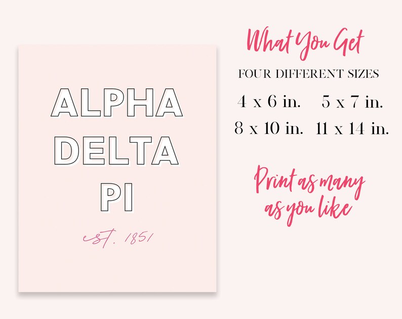 Alpha Delta Pi Sorority Printable Art Print Adpi Sorority - Etsy