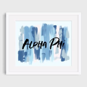 Alpha Phi Sorority Blue Printable Art Print, Alpha Phi Sorority Wall Decor, Big Little Reveal Gift, DIGITAL DOWNLOAD