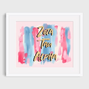 Zeta Tau Alpha Sorority Printable Art Print, ZTA Sorority Wall Decor, Big Little Reveal Gift, DIGITAL DOWNLOAD
