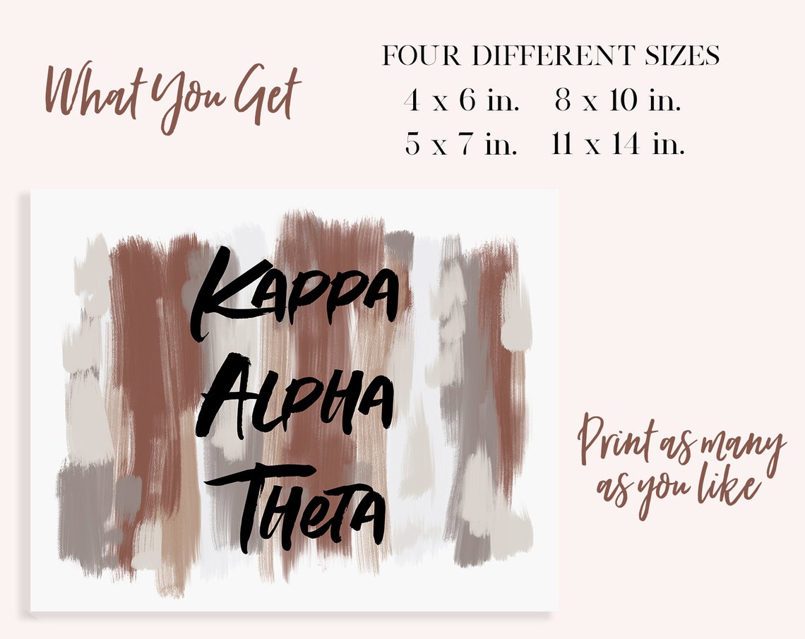 Kappa Alpha Theta Sorority Neutral Printable Art Print KAO - Etsy