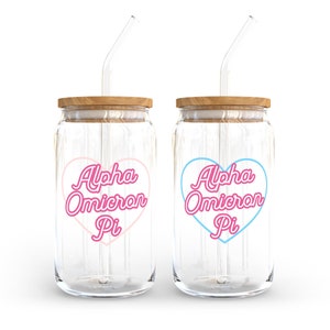 Alpha Omicron Pi Electric Sorority Can Shaped Glass for Iced Coffee, AOII Cup, Big Little Reveal, Bid Day Basket, Recruitment Gift