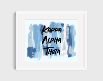 Kappa Alpha Theta Sorority Blue Printable Art Print, KAO Sorority Wall Decor, Big Little Reveal Gift, DIGITAL DOWNLOAD