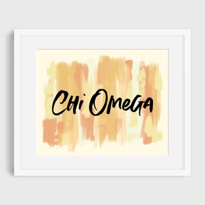 Chi Omega Sorority Yellow Printable Art Print, Chi Omega Sorority Wall Decor, Big Little Reveal Gift, DIGITAL DOWNLOAD
