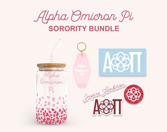 Alpha Omicron Pi Sorority Bundle, AOII Bid Day, Big Little Reveal, Alpha O Tumbler, AOII Stickers, Car Decal, Cup, Water Bottle, Keychain