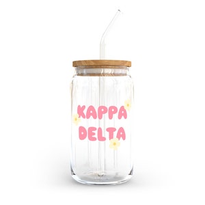 Kappa Delta Sorority Can Shaped Glass for Iced Coffee, Kay Dee Cup, Big Little Reveal Basket, Bid Day Basket, Recruitment Gift