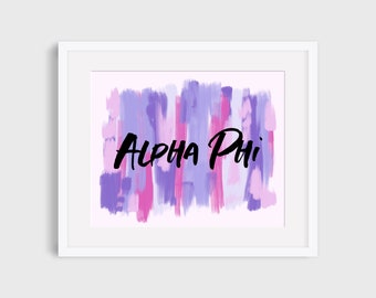 Alpha Phi Sorority Purple Printable Art Print, Alpha Phi Sorority Wall Decor, Big Little Reveal Gift, DIGITAL DOWNLOAD