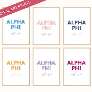15 Alpha Phi Sorority Art Prints, College Dorm Decor Bundle, APhi Poster Wall Decor Printable, DIGITAL DOWNLOAD