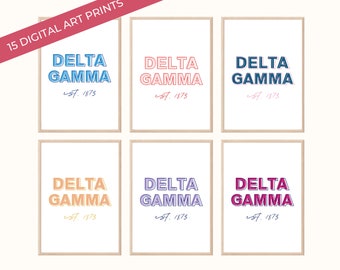 15 Delta Gamma Sorority Art Prints, College Dorm Decor Bundle, DG Poster Wall Decor Printable, DIGITAL DOWNLOAD