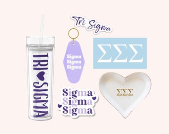 Sigma Sigma Sigma Sorority Bundle, Bid Day Bag, Big Little Reveal, Tri Sigma Tumbler Cup and Stickers, Car Decal, Water Bottle, Keychain