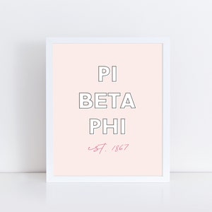 Pi Beta Phi Sorority Printable Art Print, Pi Phi Sorority Wall Decor, Big Little Reveal Gift, DIGITAL DOWNLOAD