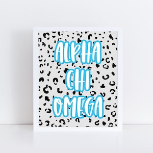 Alpha Chi Omega Sorority Printable Leopard Art Print, AXO Sorority Wall Decor, Big Little Reveal Gift, DIGITAL DOWNLOAD