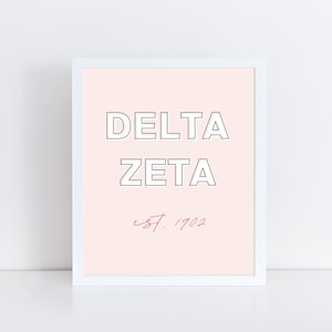 Delta Zeta Sorority Printable Art Print, DZ Sorority Wall Decor, Big Little Reveal Gift, DIGITAL DOWNLOAD
