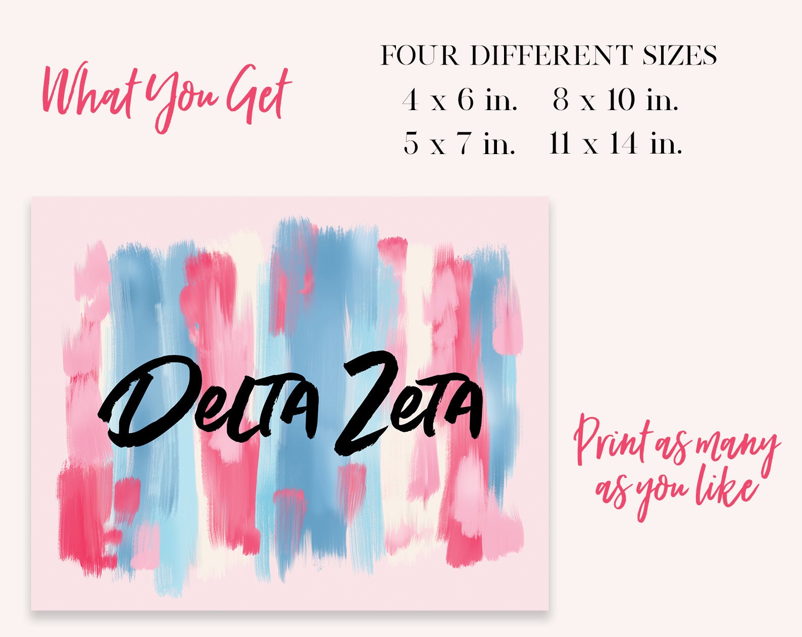 Delta Zeta Sorority Printable Art Print DZ Sorority Wall - Etsy