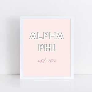 Alpha Phi Sorority Printable Art Print, Alpha Phi Sorority Wall Decor, Big Little Reveal Gift, DIGITAL DOWNLOAD