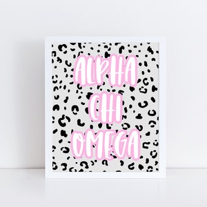 Alpha Chi Omega Sorority Printable Leopard Art Print, AXO Sorority Wall Decor, Big Little Reveal Gift, DIGITAL DOWNLOAD