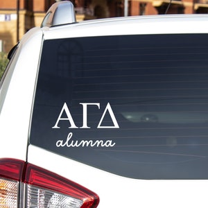 Alpha Gamma Delta Alumna Car Decal, AGD Sorority Sticker for Car Window, Senior Sorority Graduation Gift
