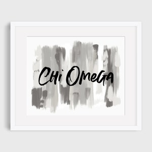 Chi Omega Sorority Gray Printable Art Print, Chi Omega Sorority Wall Decor, Big Little Reveal Gift, DIGITAL DOWNLOAD