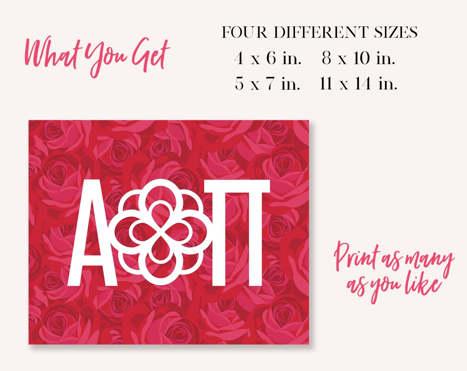 Alpha Omicron Pi Sorority Logo Printable Art Print, AOII Sorority
