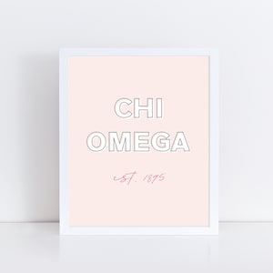 Chi Omega Sorority Printable Art Print, Chi O Sorority Wall Decor, Big Little Reveal Gift, DIGITAL DOWNLOAD